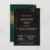 Invitation de la fête de graduation Noir et or (Devant / Derrière)