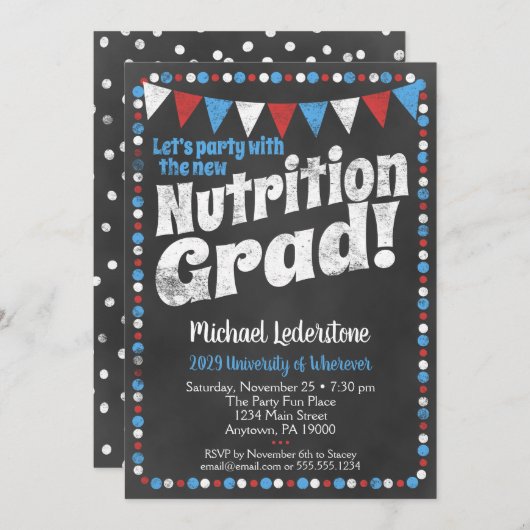 Invitation de la fête de graduation nutritionniste (Devant / Derrière)