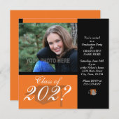 Invitation de la fête de graduation-Orange (Devant / Derrière)
