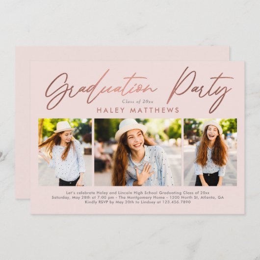 Invitation de la fête de graduation Penned (Devant / Derrière)