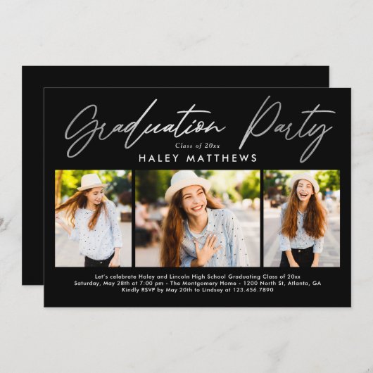 Invitation de la fête de graduation Penned (Devant / Derrière)