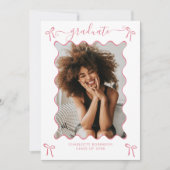 Invitation de la fête de graduation Pink Bow (Devant)