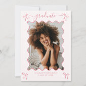 Invitation de la fête de graduation Pink Bow (Devant)