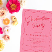 Invitation de la fête de graduation Pink & Red Squ