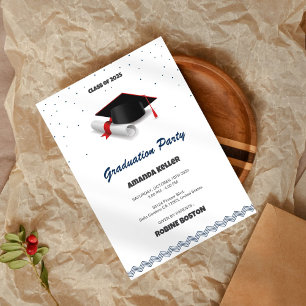Invitation de la fête de graduation propre et clas
