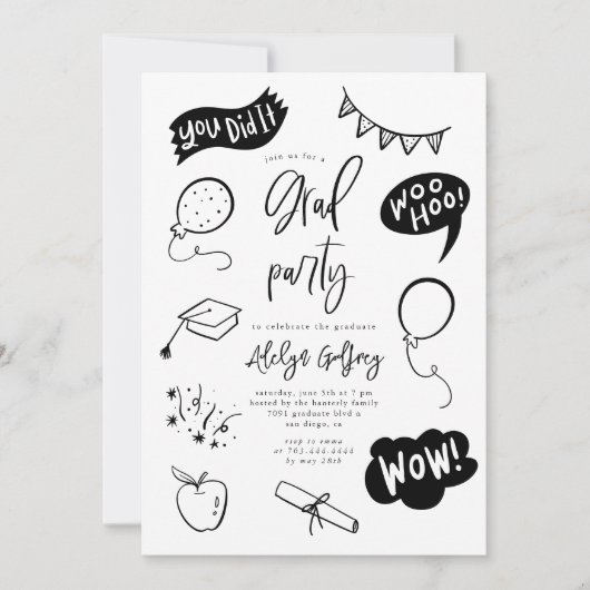 Invitation de la fête de graduation rapide tirée à (Devant)