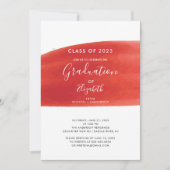 Invitation de la fête de graduation Red Watercolor (Devant)