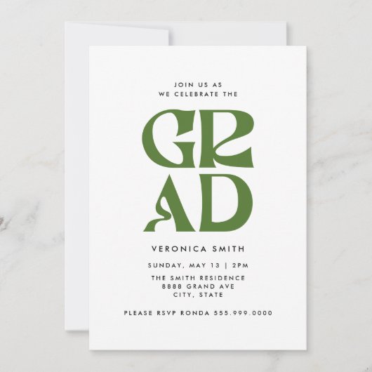 Invitation de la fête de graduation rétro (Devant)