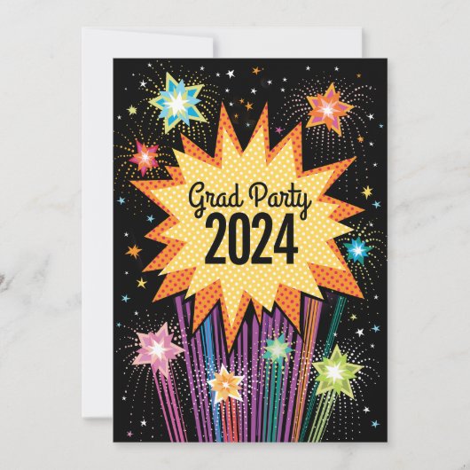 Invitation de la fête de graduation Retro Firework (Devant)