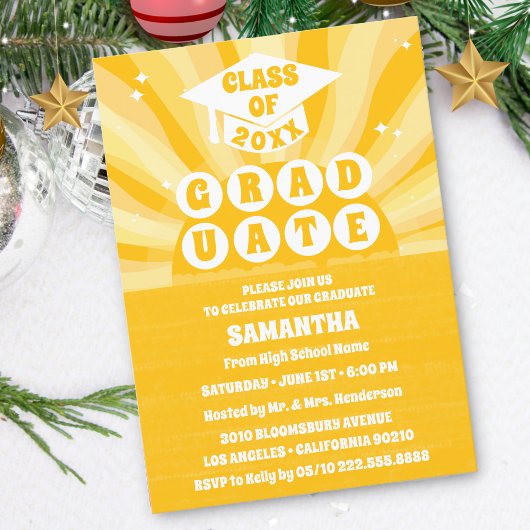 Invitation de la fête de graduation Retro Sunshine