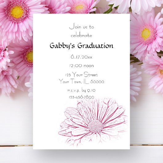 Invitation de la fête de graduation rose