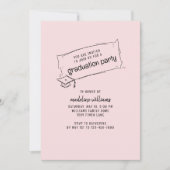 Invitation de la fête de graduation rose et noir (Devant)