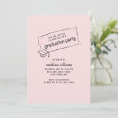 Invitation de la fête de graduation rose et noir (Debout devant)