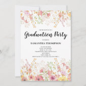 Invitation de la fête de graduation rose florale (Devant)