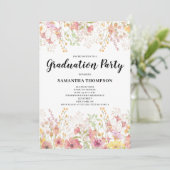 Invitation de la fête de graduation rose florale (Debout devant)