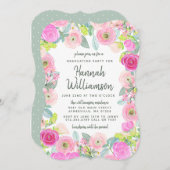 Invitation de la fête de graduation rose florale e (Devant / Derrière)