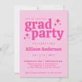 Invitation de la fête de graduation rose rétro ave (Devant)