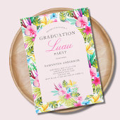 Invitation de la fête de graduation rose tropicale