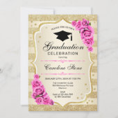 Invitation de la fête de graduation - Roses roses  (Devant)