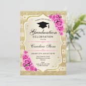 Invitation de la fête de graduation - Roses roses  (Debout devant)