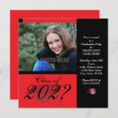 Invitation de la fête de graduation - Rouge (Devant / Derrière)