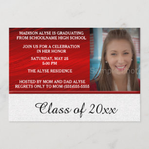 Invitation de la fête de graduation rouge et blanc
