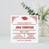 Invitation de la fête de graduation rouge et blanc (Debout devant)