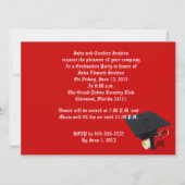 Invitation de la fête de graduation rouge et or (Dos)