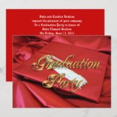 Invitation de la fête de graduation rouge et or (Devant / Derrière)