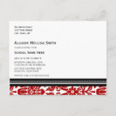 Invitation de la fête de graduation Rouge Noir Dam (Dos)