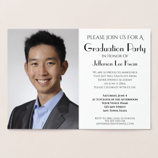 Invitation de la fête de graduation Silver Foil (Intérieur)