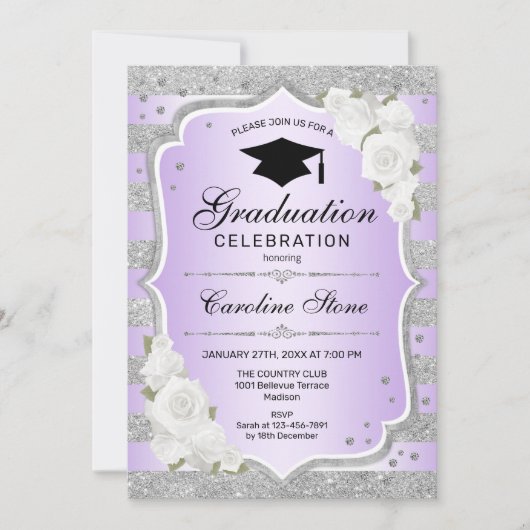 Invitation de la fête de graduation - Silver Purpl (Devant)