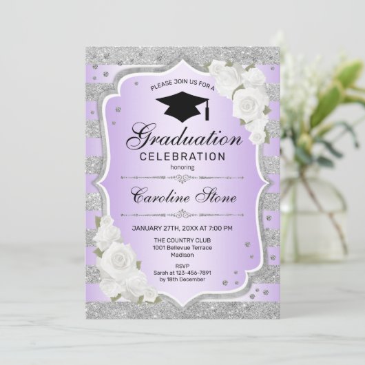 Invitation de la fête de graduation - Silver Purpl (Debout devant)