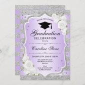 Invitation de la fête de graduation - Silver Purpl (Devant / Derrière)