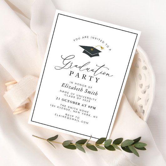 invitation de la fête de graduation simple cadre m