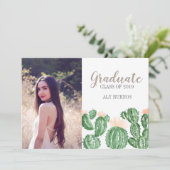 Invitation de la fête de graduation succulent Cact (Debout devant)