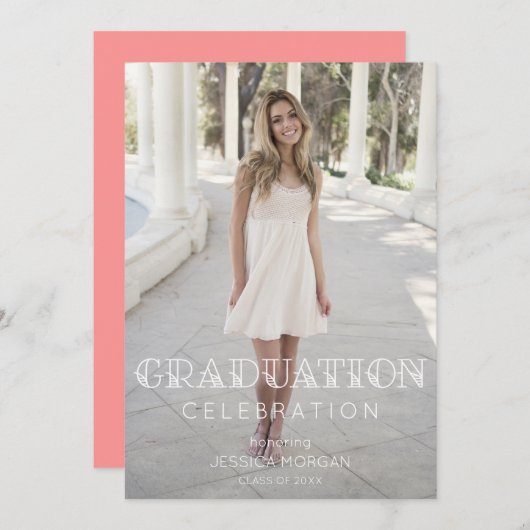 Invitation de la fête de graduation tendance avec  (Devant / Derrière)