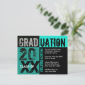 Invitation de la fête de graduation Turquoise (Debout devant)