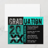 Invitation de la fête de graduation Turquoise (Devant / Derrière)