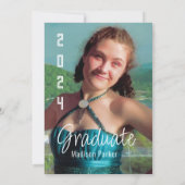 Invitation de la fête de graduation turquoise Blue (Dos)