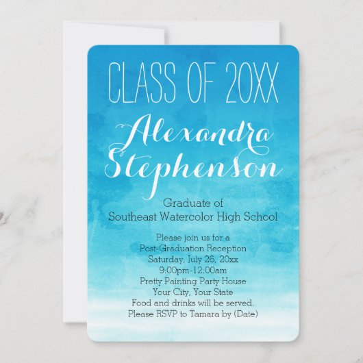 Invitation de la fête de graduation Turquoise Wate (Devant)