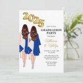 Invitation de la fête de graduation Twins féminin (Debout devant)
