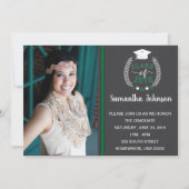 Invitation de la fête de graduation verte et grise (Devant)