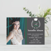 Invitation de la fête de graduation verte et grise (Debout devant)