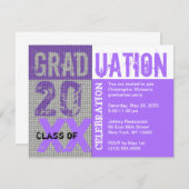 Invitation de la fête de graduation violet (Devant / Derrière)