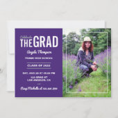 Invitation de la fête de graduation violet et blan (Devant)