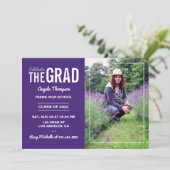 Invitation de la fête de graduation violet et blan (Debout devant)