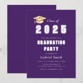 Invitation de la fête de graduation violette de l' (Devant / Derrière)