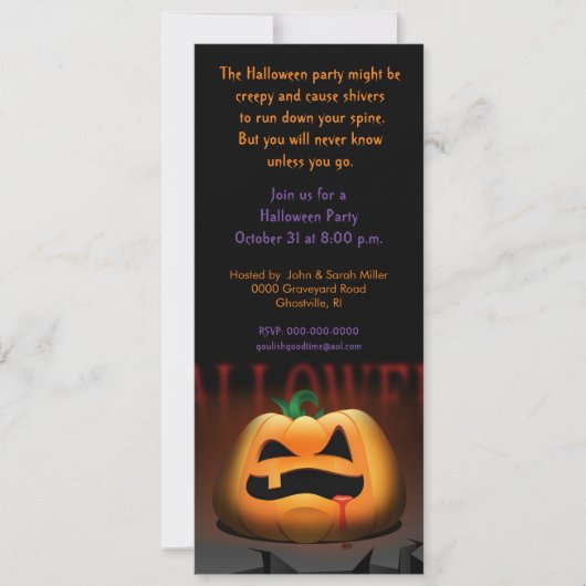 Invitation de la fête de Halloween Jack O' Lantern (Devant)