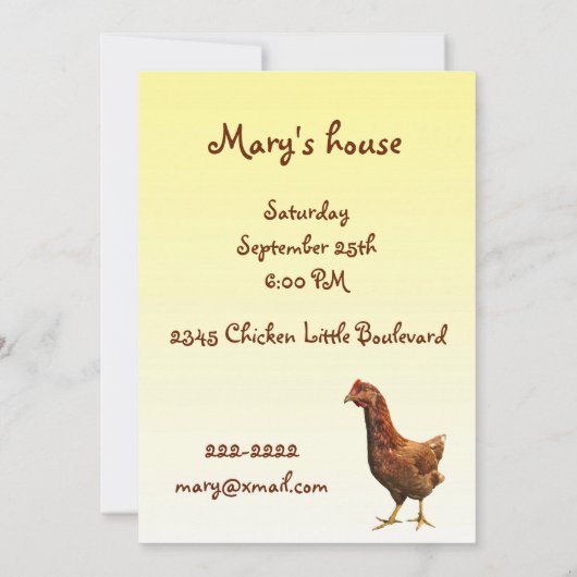 Invitation de la fête de Hen (Dos)